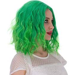 Woxinda Women's Fashion Wig Green Synthetic Hair Short Curly Wig