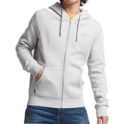 Superdry Organic Cotton Vintage Logo Embroidered Zip Hoodie - Light Grey