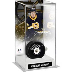 Fanatics Boston Bruins Charlie McAvoy Autographed Puck with Black Alternate Jersey Deluxe Tall Hockey Puck Display Case