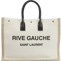 Saint Laurent Rive Gauche Linen Canvas Tote Greggio/Natural