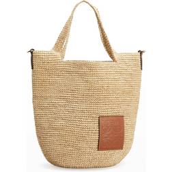 Mini Slit Raffia Tote Natural Tan one-size