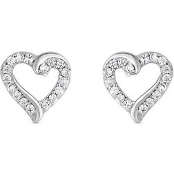 Simply Silver Heart Studs - Silver/Transparent