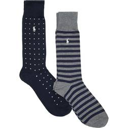 Polo Ralph Lauren Dot Stripe Sock 2pack Ankelstrømper hos Magasin