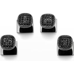 Ox & Bull Pave 4 Piece Studs Set - Silver/Black