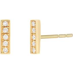 Zoe Lev Bar Stud Earrings - Gold/Diamonds