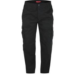 Duke Mens Robert-D555 Peached And Washed Cotton Cargo Trousers (54S) (Black)