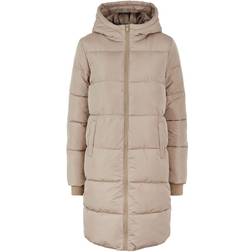 Pieces Longline Padded Jacket - Silver Mink