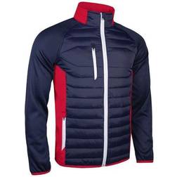 Zip Front Padded Panel and Sleeves Golf Jacket - Black/Electric Blue/White