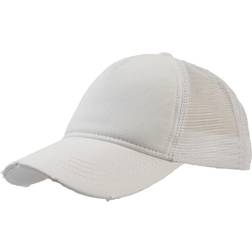 Atlantis Rapper Destroyed Panel Weathered Trucker Cap (pack Of 2) (white/white)