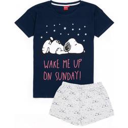 Snoopy Snoopy Kort pyjamaset för kvinnor/damer Navy/Light