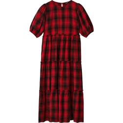 Women's check midi dress, Red