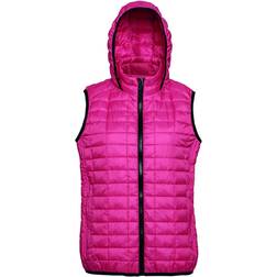 Womens Ladies Honeycomb Zip Up Hooded Vest Bodywarmer - Red