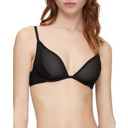 Calvin Klein Sheer Marquisette Unlined Plunge Bra - Black