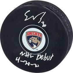 Fanatics Florida Panthers Spencer Knight Autographed Hockey Puck with NHL Debut