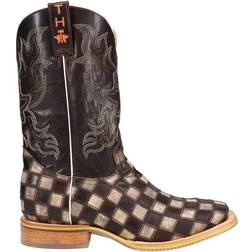 Tin Haul Mens Gunmetal Check Square Toe Boots D