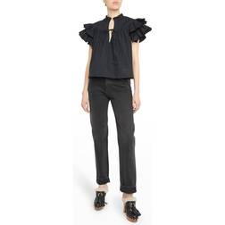 Nike Letty Flutter-Sleeve Poplin Top NOIR