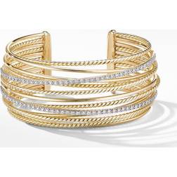 David Yurman 18K Crossover Cuff Bracelet with Diamonds White/Gold