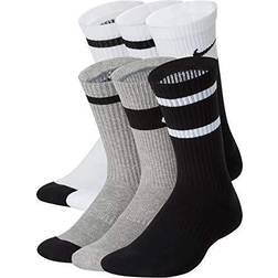 Nike Kid`s Everyday Cushioned Crew Socks Pack (Multi-Color(CK7302-901)/Black, Medium)