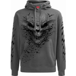 Bat Skull Kapuzenpulli - Grau