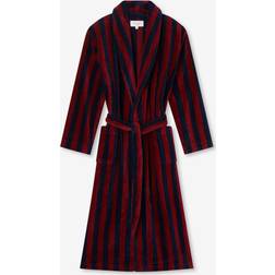 Derek Rose Cotton Velour Striped Gown Red/Blue