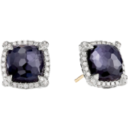 David Yurman Chatelaine Pave Bezel Stud Earrings - Silver/Amethyst/Diamonds