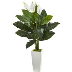 Nearly Natural Spathiphyllum Artificial Plant in Tower Planter 51" Artificial Plant