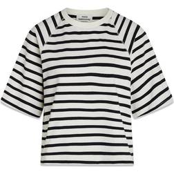 Mads Nørgaard Stripe Trista T-shirt - Snowwhite/Black