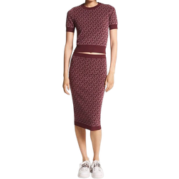 Michael Kors Logo Jacquard Pencil Skirt - Merlot