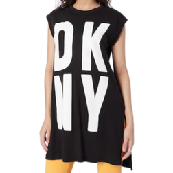 DKNY Missy Cap Sleeve Logo T-shirt - Black