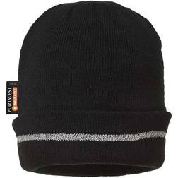 Portwest Reflective Trim Knit Hat Unisex - Black
