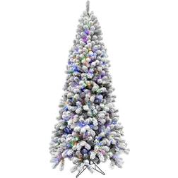 Fraser Hill Farm 6.5-ft. Pre-Lit Snow Flocked Alaskan Pine Artificial Christmas Tree 78"