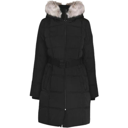 DKNY Belted Long Puffer Jacket - Black