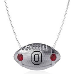 Dayna Designs Ohio State Buckeyes Football Necklace - Silver/Red