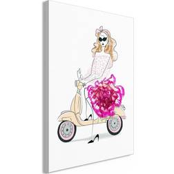 Canvas Girl on a Scooter Vertical 80x120 Billede