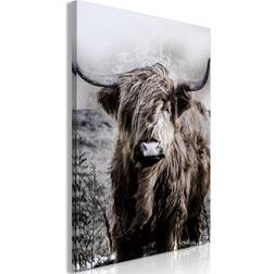 Canvas Highland Cow in Sepia 40x60 Billede