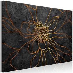 Canvas Flower in Gold Wide 90x60 Billede