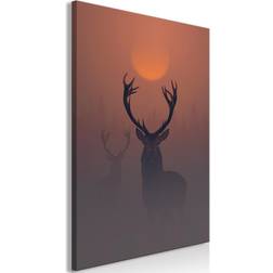 Canvas Deers in the Fog Vertical 80x120 Billede