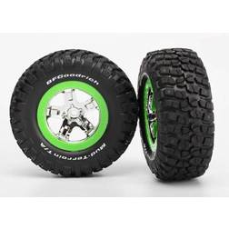 Traxxas 6876 Däck & Fälg BFGoodrich/SCT Krom-Grön 4WD/2WD Bak (2)