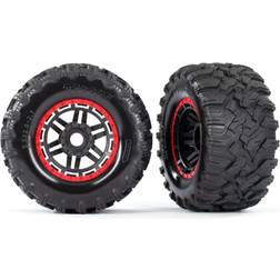 Traxxas 8972R Däck & Fälg Maxx/Svart/Röd (17mm) 2,8 TSM (2)