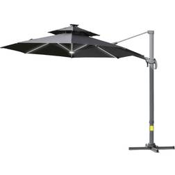 OutSunny Alfresco 3m Cantilever Parasol with Solar Lights, Grey