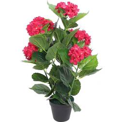 vidaXL kunstig hortensia-plante med urtepotte 60 cm rød Kunstig plante