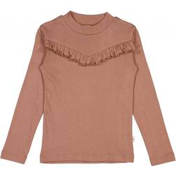 Wheat Rib Ruffle T-shirts - Vintage Rose