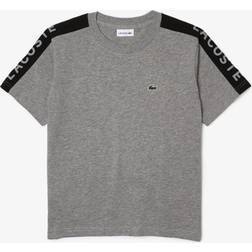 Lacoste Boy's Crew Neck Lettered Bands T-shirt - Grey Chine/Black