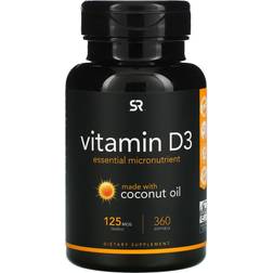 Sports Research Vitamin D3 with Coconut Oil 5000iu 360 st