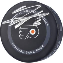 Philadelphia Flyers Travis Sanheim Autographed Model Official Game Puck 2021