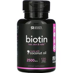 Sports Research Biotin with Coconut Oil 2500mcg 120 st