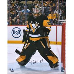 Fanatics Pittsburgh Penguins Tristan Jarry Autographed 16" x 20" Black Jersey in Net Photograph