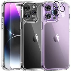 Tauri Shockproof Slim Case + Screen Protectors + Camera Lens Protectors for iPhone 14 Pro Max 2 packs