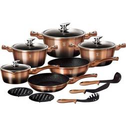 Berlinger Haus Metallic Line Rose Gold Noir Edition Cookware Set with lid 15 Parts