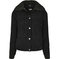 Urban Classics Ladies Oversized Corduroy Sherpa Jacket - Black